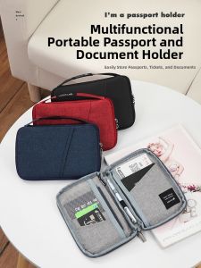 Travel Document Holder Pure Color Waterproof Passport Ticket Organizer Bag Handheld Men Women Receipts Card Storage Bag
