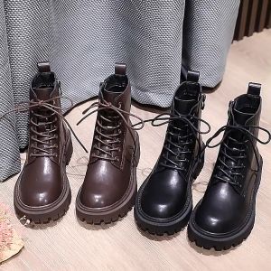 2025 NEW British style platform motorcycle boots Casual fashion black womens boots