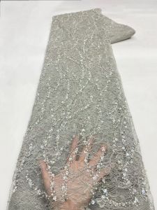 African Beaded Lace Fabric 2026 High-Quality Lace Nigerian French Sequined Mesh Lace Fabric for Wedding Party Dresses AT2929