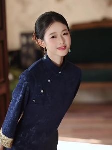 Warm Lining Retro New Chinese Style Dress Winter