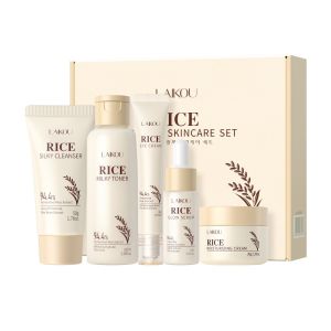 LAIKOU Korean Rice 5-Step Skincare Set - For Glowing Hydrated Skin | No Alcohol No Fragrance | Singapore