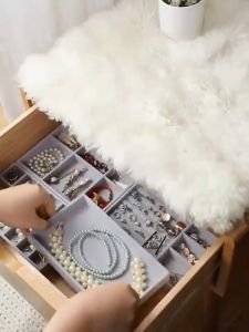 Reviln ถาดกํามะหยี่สําหรับจัดเก็บเครื่องประดับ สร้อยคอ ที่เก็บแหวน กล่องเก็บเครื่องประดับในลิ้นชัก