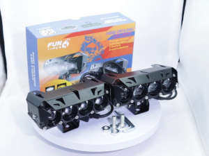 1 SET Upgrade 4-LED Super Bright Mini Driving Light 80W Dual Color Hi/Lo Motorcycle Auxiliary Light with Ballast-Funtimes Original