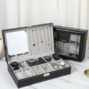 WELLZONE Multi-Functional Large-Capacity Watch Jewelry Box High-End Accessory Storage Box Leather Sunglasses Organization Box