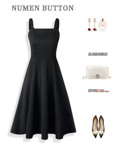 NUMEN BUTTON | New Spring/Summer Multi-functional Black French Style Jumpsuit Dress