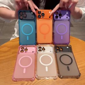 2in1 Four Corner Anti Drop Matte For Magsafe Magnetic Phone Case For IPhone 17 16 15 14 13 Pro Max Acrylic Shockproof Back Cover