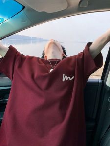 100% Pure Cotton Heavyweight Short Sleeve T-Shirt Mens Summer New Hong Kong Style Trendy Loose Versatile Half Sleeve Korean Version Top