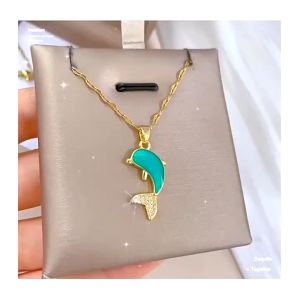 HEMEI H363 KALUNG TITANIUM WANITA SET LIONTIN LUMBA LUMBA / AKSESORIS FASHION WANITA JEWERLY PREMIUM ANTI KARAT LUNTUR SOUVENIR HADIAH KADO GIFT