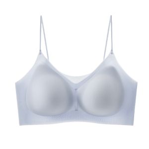 Áo Ngực Lụa Băng Mỏng Mùa Hè Cho Nữ Dây Đeo Vai Mỏng Cảm Giác Mát Mẻ Lưng Đẹp Áo Ngực Tập Hợp Ngực Nhỏ Không Có Dây Đeo