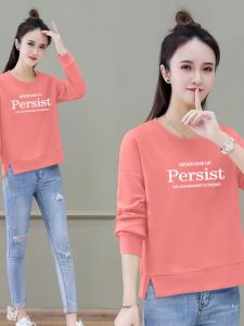 ฤดูใบไม้ร่วง รูปแบบใหม่ ผู้หญิง เสื้อยืดแขนยาวคอกลม ผ้าฝ้าย ลำลอง หลวม พรางหุ่น ทันสมัย อ่อนเยาว์ เสื้อท่อนบน เวอร์ชั่นเกาหลี