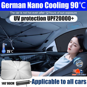 Pelindung matahari penebat haba kereta German Nano Cooling 90℃ Universal Car Window Sun Shade Umbrella 140*80CM UV Protection UPF20000+ Sun Shade For Car You can also sleep in the car at noon Car Sunshade Windscreen Umbrella that is easy to carry and adju
