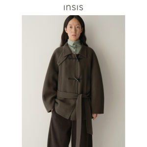 INSIS FEMME | Wool Warm Double-faced Academic Style Horn-buttoned Short Coat