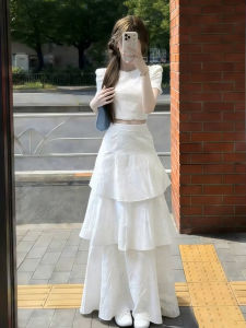 Ge·an·fei | Korean Style Complete Look White Lace Hollow Out Tiered Dress Summer 2026 New
