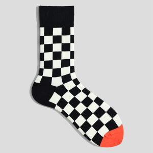 ถุงเท้าผู้ชาย SOX&CO. ทรงครึ่งแข้ง สไตล์ธุรกิจ ลายสก็อต สีดำขาว ถุงเท้าผ้าฝ้าย 4 ฤดู ถุงเท้าสำหรับเล่นกีฬาและกลางแจ้ง