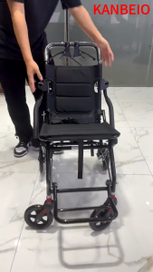 (SG ST0CK) Ultra Lightweight Airline-Friendly Travel Wheelchair Folding Portable Transport Wheelchair with 360° Rotatable Wheels