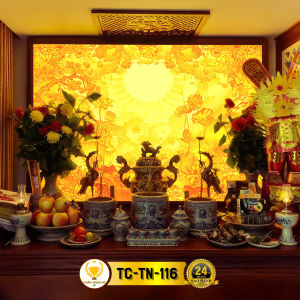 Đèn Thờ Tranh Ngang In Trúc Chỉ Cao Cấp CHÂN THIỆN MỸ Thờ Gia Tiên Ban Thờ Phật CTC-TN-11