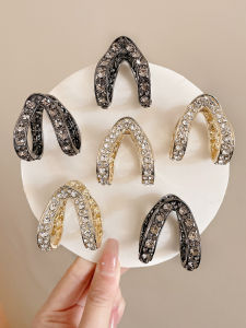 V-Shaped Full Diamond High Ponytail Grip Fancy Elegant All-Match Hairpin Tied-up Hair Hairpin Fall and Winter Small Shark Clip Headdress