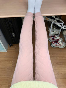 กางเกงขายาวผ้าฝ้ายขนแกะหนาเอวสูงสำหรับผู้หญิงในฤดูหนาว กางเกงขายาวทรงตรง ผ้าฝ้ายขนแกะ อบอุ่น ใส่ได้หลายชั้น เสื้อผ้าทำงาน