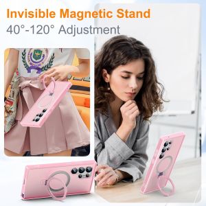 for Samsung Galaxy S25 Ultra Case with Magnetic Invisible Ring Stand Compatible with MagSafe 2 in 1 Translucent Matte Shockproof Protective Phone Case for Samsung S25 PlusS25S24 PlusS24
