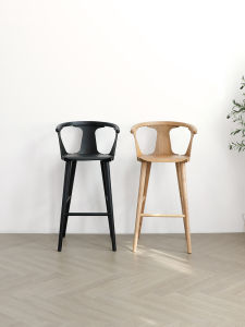 Designer Bar Stool Real Wood Minimalist Island Bar Coffee Shop Tea Milk Bar Water Bar Reception Chair Modern Simplicity