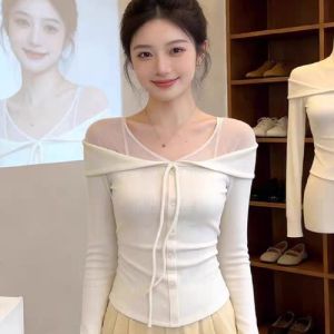 GUZILIAN | Korean Style Long Sleeve T-Shirt Spring Blouse