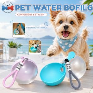 285ML Portable Dog Water Bottle Leakproof Foldable Bowl with Lanyard for Dogs & Cats