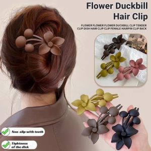 Frosted Flower Duckbill Hair Clip Acrylic Ponytail Hairpin Back Of The Head Bun Hair Clip Elegant Fashion Barrettes Hair Accessories