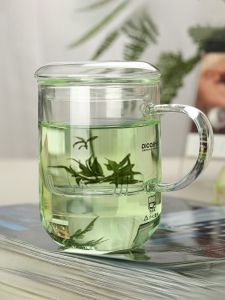 Thickened Stainless Steel Filter Glass Cup Set for Tea Brewing Transparent Floral Tea Cup Water Cup Tea Making Cup from China