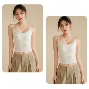 MiiOW | Ice Silk Strapless Vest Womens One-Piece Sleeveless Top Conceals Side Breast Integrated Backless Summer Fashion Nylon Spandex