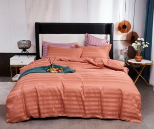 Bộ Chăn Ga Gối Cotton Lụa Sọc 3F Cao Cấp Khách Sạn Decor phòng ngủ 5 món ( 1 mền+1 Ga bọc+1 áo ôm+2 áo nằm)