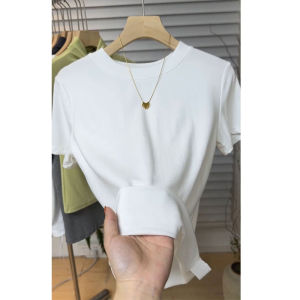 Slim Fit round Neck Short Sleeve T-Shirt Womens Modal Thin Base Shirt Pure Color Korean Style Commute Summer New Arrival