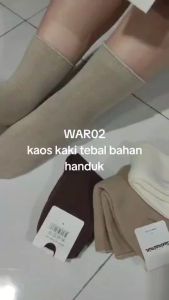 WAR02 KAOS KAKI WANITA TEBAL HANGAT WINTER SOCKS WOMEN SOCK KAUS KAKI WANITA TINGGI PANJANG SEBETIS KATUN POLOS IMPORT