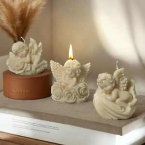 Rose Angel Candle Silicone Mold 3D Baby Angel Portrait Craft Sculpture Plaster Cement Clay Resin Mould DIY Handmade Soap Making