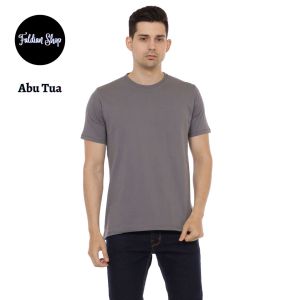 Kaos Polos Pria Oneck Lengan Pendek Bahan Katun Combed 30s Warna Abu Tua