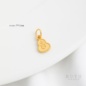 18K Matte Gold Strong Color Retention Lotus Seedpod Gourd Blessing Card Cherry Blossom Leaves Cat Palm Deer Pendant DIY Bracelet Decorative Pendant