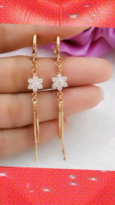 anting clip kembang jurai gold terbuat dari bahan koin logam 1991 -1992 anti luntur