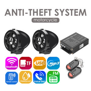 [7 Days Money Back Guarantee] Remote Control Motorcycle Anti Theft Alarm System Waterproof MP3 FM Radio Bluetooth Speaker Stereo Amplifier Sound System [Arrive within 3 days]