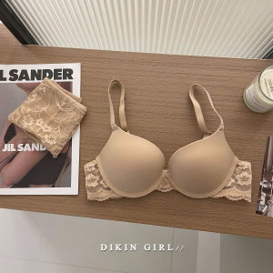 เสื้อชั้นในลูกไม้ไร้ตะเข็บเซ็กซี่สำหรับผู้หญิง ชุดชั้นในเกาะอกเล็ก ป้องกันการหย่อนคล้อย ไร้รอยต่อ เสื้อชั้นในแบบเกาะอก 3/4 ทรงวี สายเดี่ยว ด้านหลัง 4 แถว