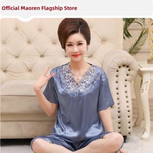 MiiOW | Cool Large Size Mom Short Sleeve Lace Sleepwear Set