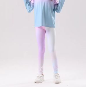 เสื้อโยคะเด็กแขนยาวลำลอง ทรงหลวม ระบายอากาศได้ดี กันแดด กันการถูกรัด สำหรับกลางแจ้ง ลายพิมพ์เรียงลำดับ ชุดโยคะสองชิ้น