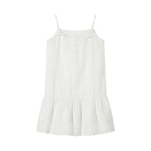 White Lace Embroidered Strap Dress Summer French Elegant