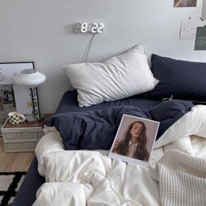Minimalist Style Pure Color Cotton Water Washed Bedding 4-Piece Set