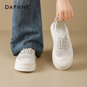 Daphne | Thick Heel Increased Height Breathable Mesh Canvas Board Shoes