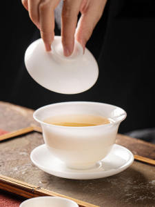 Premium Quality Porcelain Tea Set Yanshan Handmade White Porcelain Gongfu Tea Utensils Single Yunnan Dianbai Leaf Tea Bowl