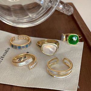 OR🧸 Cincin Berlian Imitasi Bahan Paduan Cincin dewasa bermotif sederhana anti karat Bentuk geometris fashion Korea COD