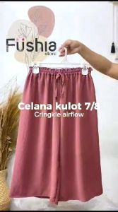 Paket 100rb 7pcs Celana Kulot Crinkle Jumbo 7/8 Pinggang Karet Melar