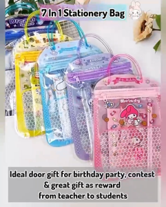 7 in 1 Cartoon Kids Stationery Set With Handle Cute Children Birthday Present Goodies Bag Stationary Doorgift