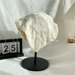 Pile Heap Cap Womens Japan fashion Retro Pleat Spring and Autumn Big Head Circumference Loose Toque Tam-O-Shanter All-Matching Beanie Hat Fashion