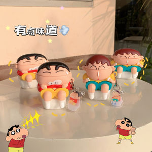 Funny Closestool Crayon Shin Chan Boochan Wireless Bluetooth Earphone Protection Case Compatible with Airpods 1 2 3 4 Pro Pro2 with Pendant Silicone Anti-fall Headset Cover