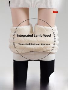 MiiOW | Black Fleece Lined High Waist Thickened Winter Leggings Womens Footwear Warm Northeast Special Thick Sheepskin Pants